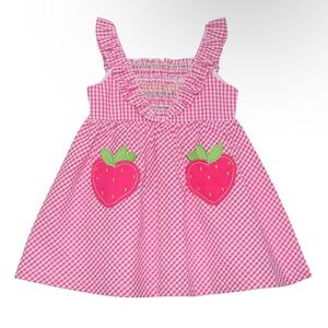 Blueberi Boulevard Strawberry Patch Sundress Girls Size 24 Months Smocked Dress